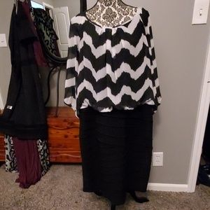Black and White Chevron Chiffon top dress